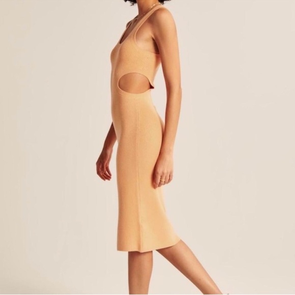 Abercrombie Orange Knit Cutout Midi Dress - Picture 3 of 6